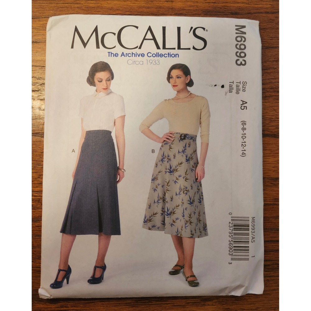 McCall's M6993 1930s Vintage Style Skirt Sewing Pattern Archive Collection 6-14